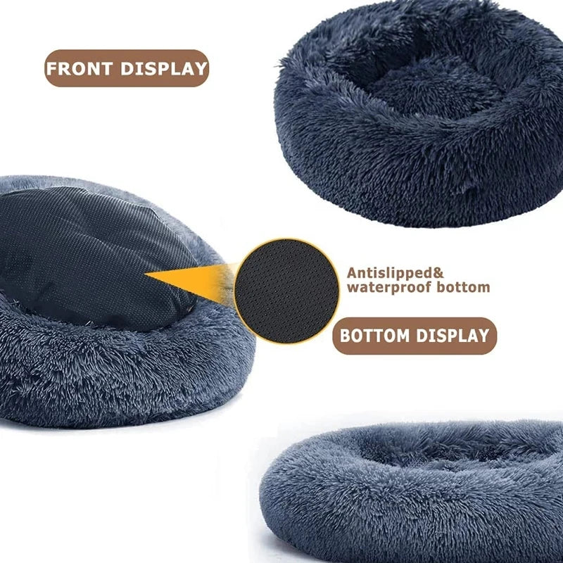 Plush Round Pet Bed – Warm Cozy Bed for Small & Medium Dogs and Cats