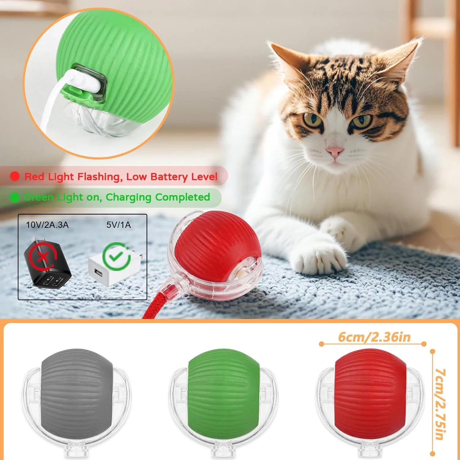 Smart Interactive Rolling Ball Cat Toy — Rechargeable