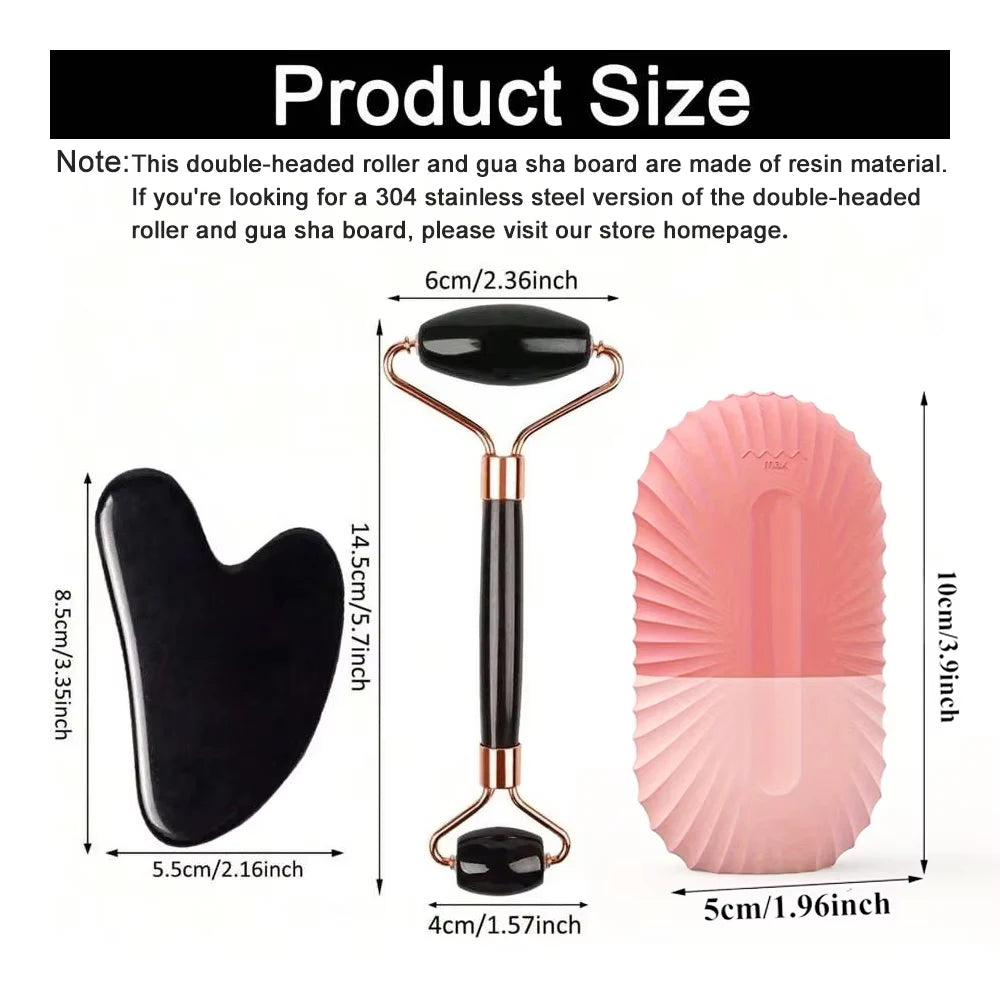 Ice Face Roller & Gua Sha Set — Facial Massage for Lifting & Contouring