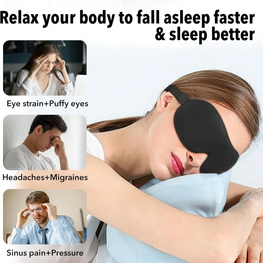3D Memory Foam Sleep Mask — Light-Blocking Travel Eye Cover