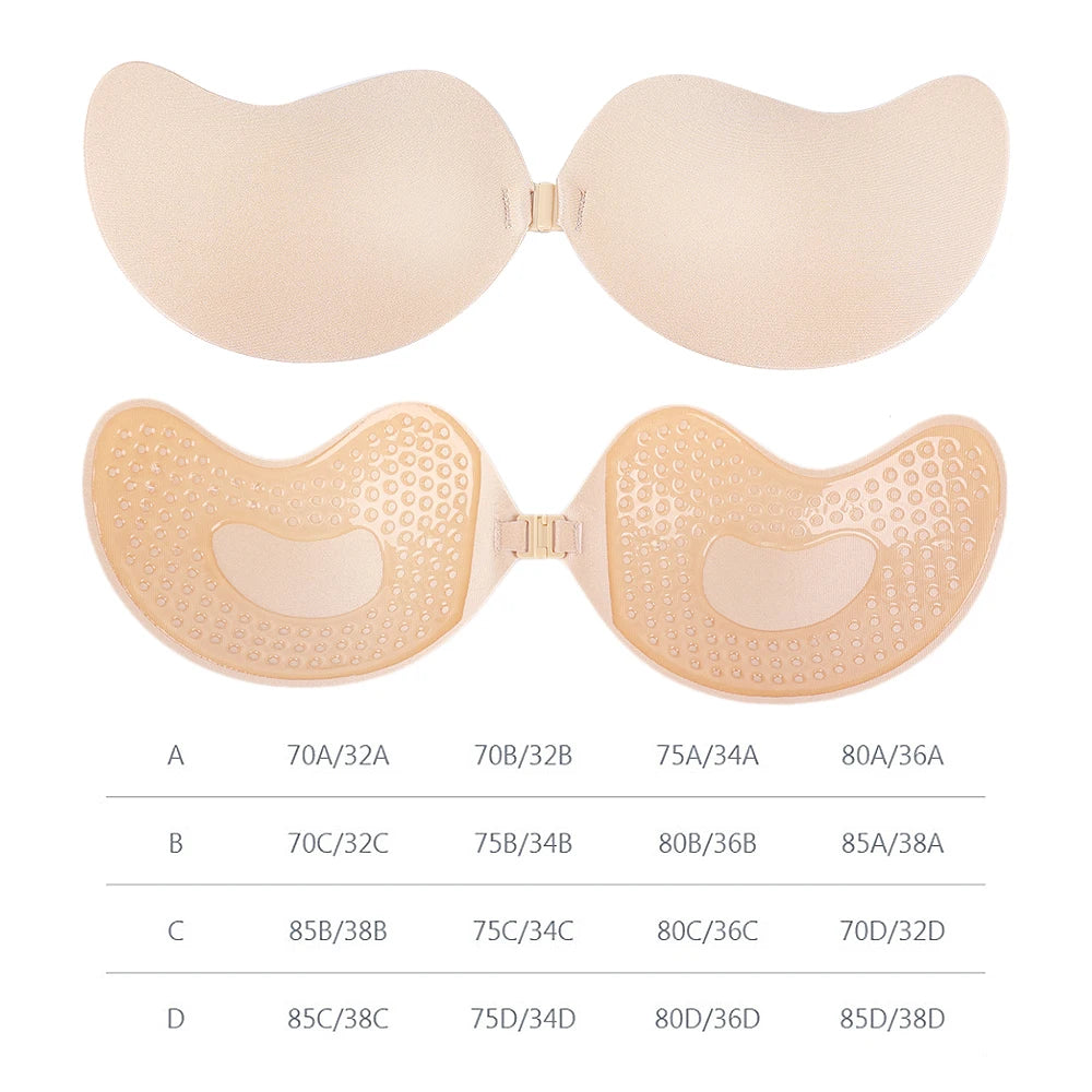 Invisible Strapless Push-Up Bra — Silicone Self-Adhesive, Backless