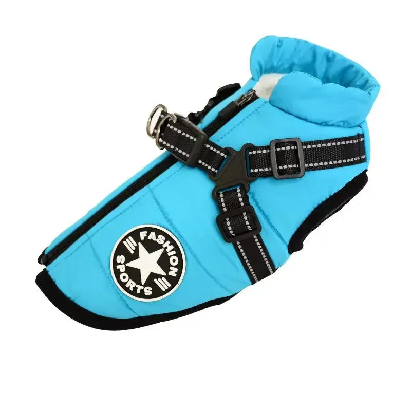Waterproof Winter Dog Jacket with Harness