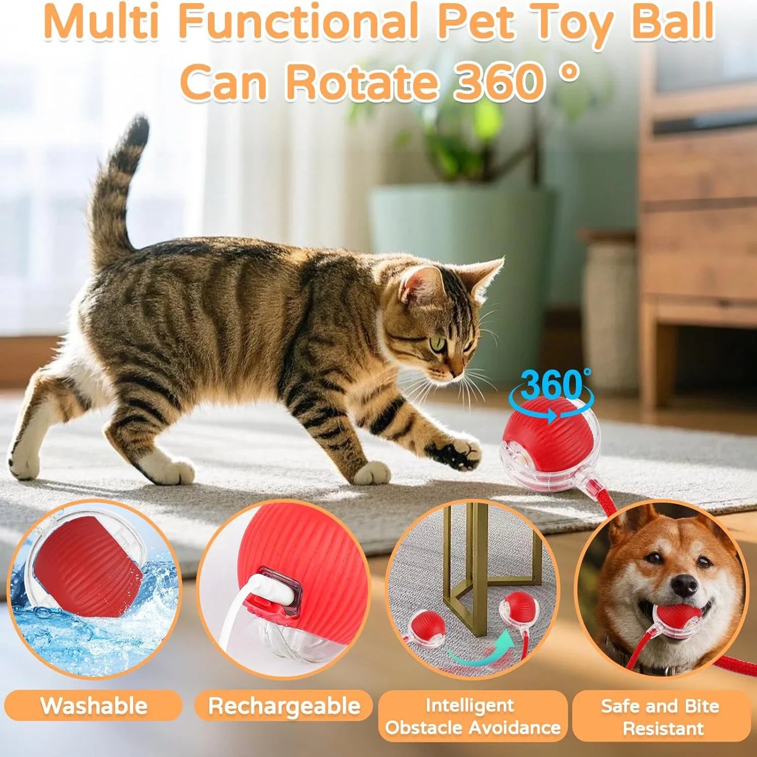 Smart Interactive Rolling Ball Cat Toy — Rechargeable