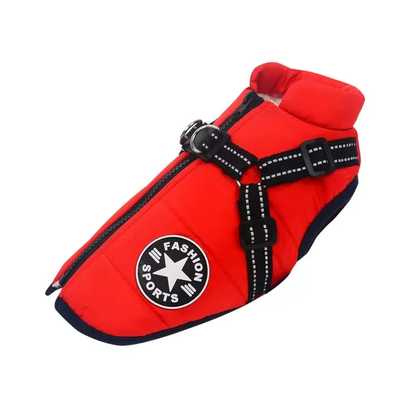 Waterproof Winter Dog Jacket with Harness