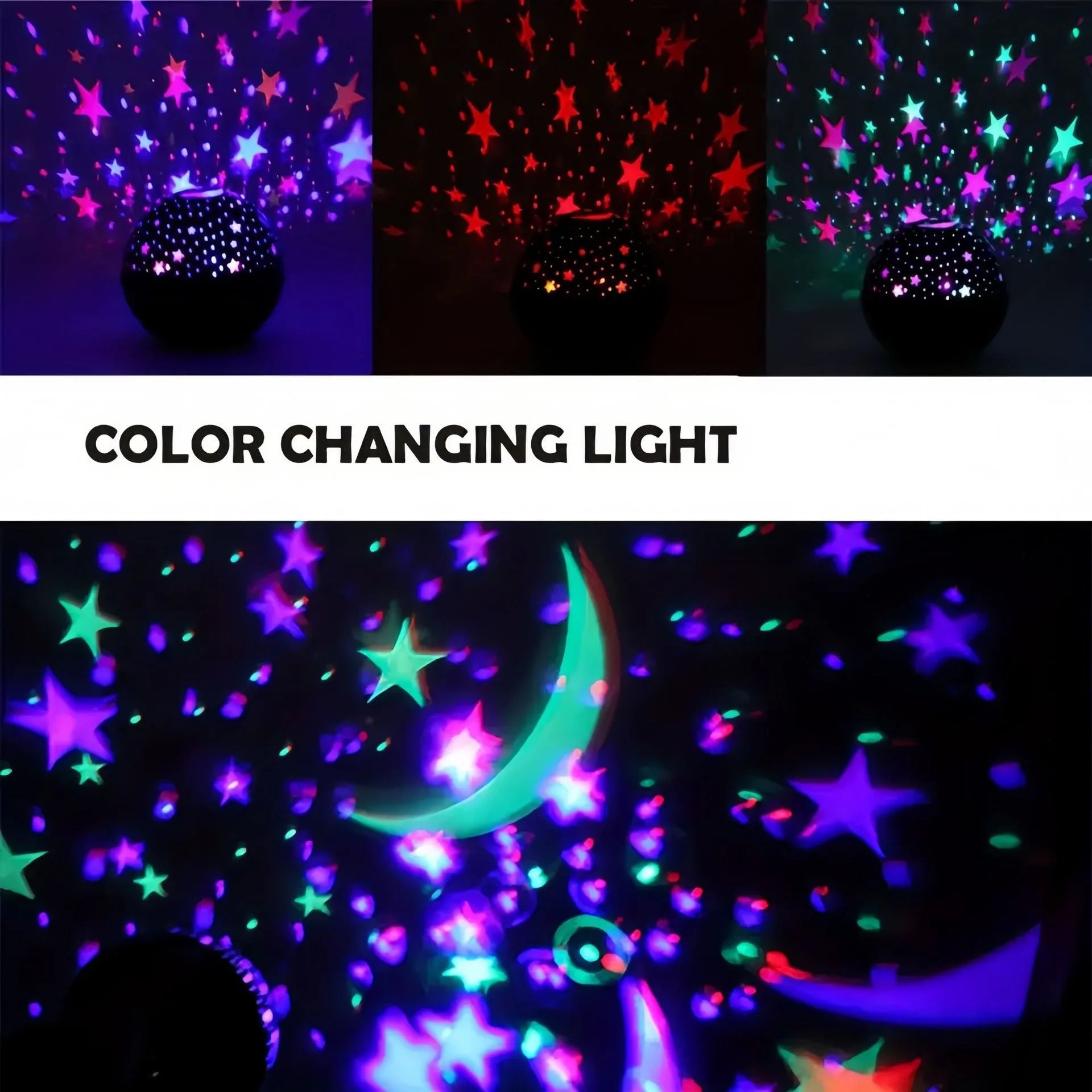 RGB Star & Moon Galaxy Projector Night Light — USB Powered