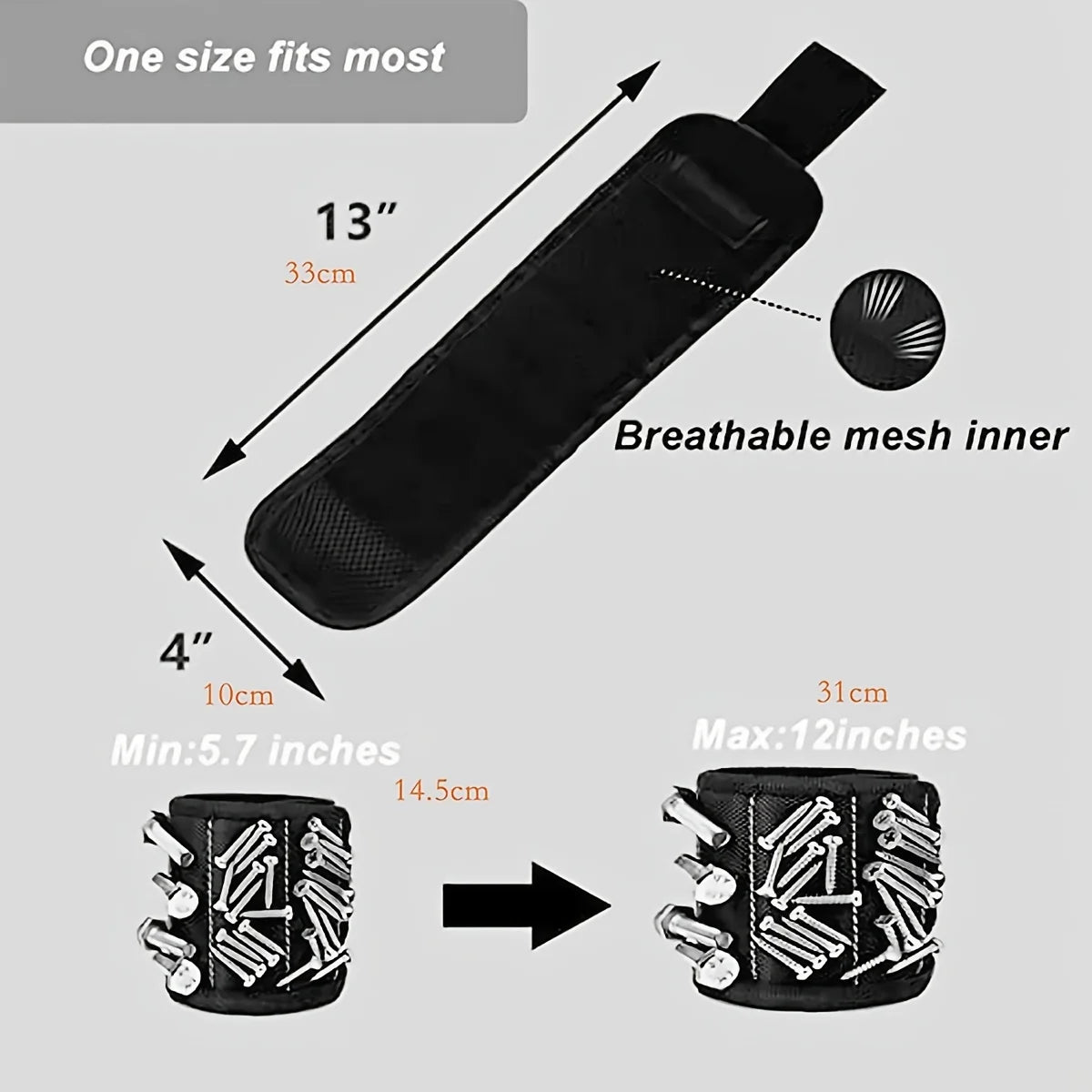 Magnetic Wristband Tool Holder — Holds Screws, Nails & Drill Bits