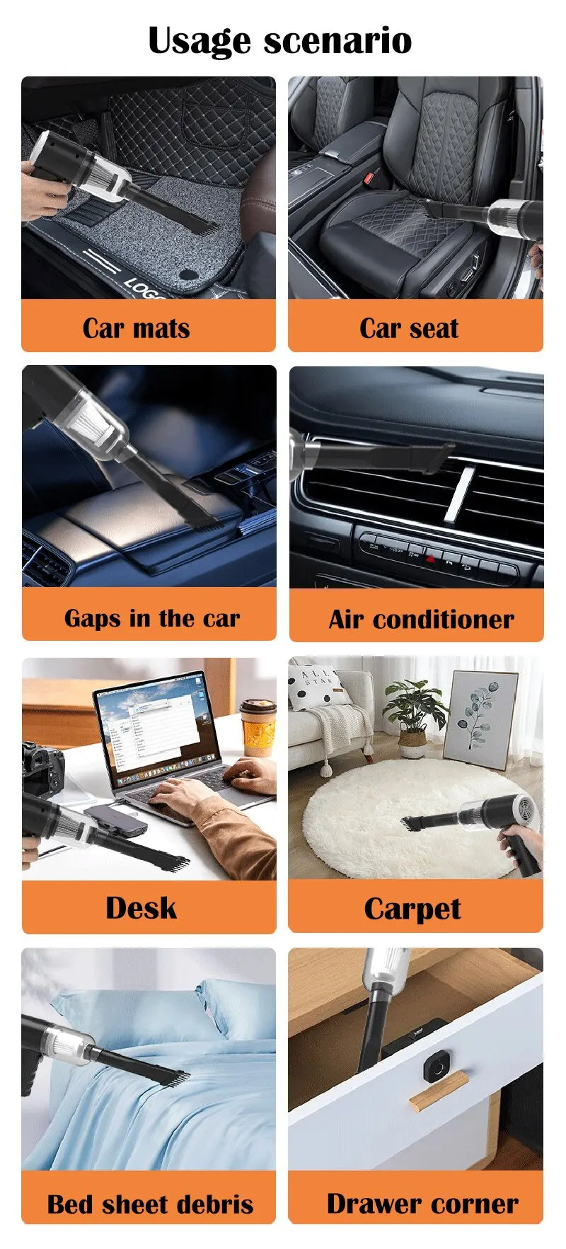 Portable Wireless Car Vacuum Cleaner — 9000Pa USB Rechargeable