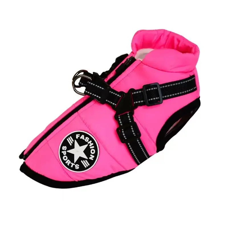 Waterproof Winter Dog Jacket with Harness