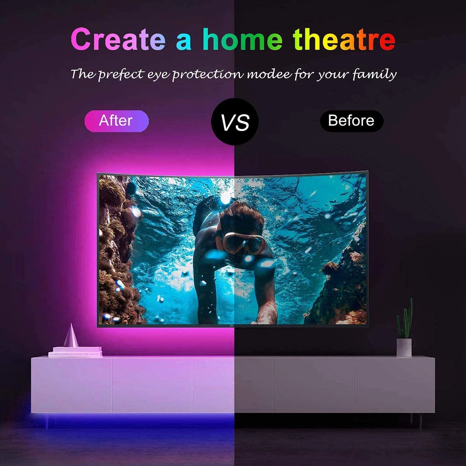 RGB LED Strip Lights with 44-Key Remote – Color Changing Accent Lighting for Kitchen, Bedroom & Home