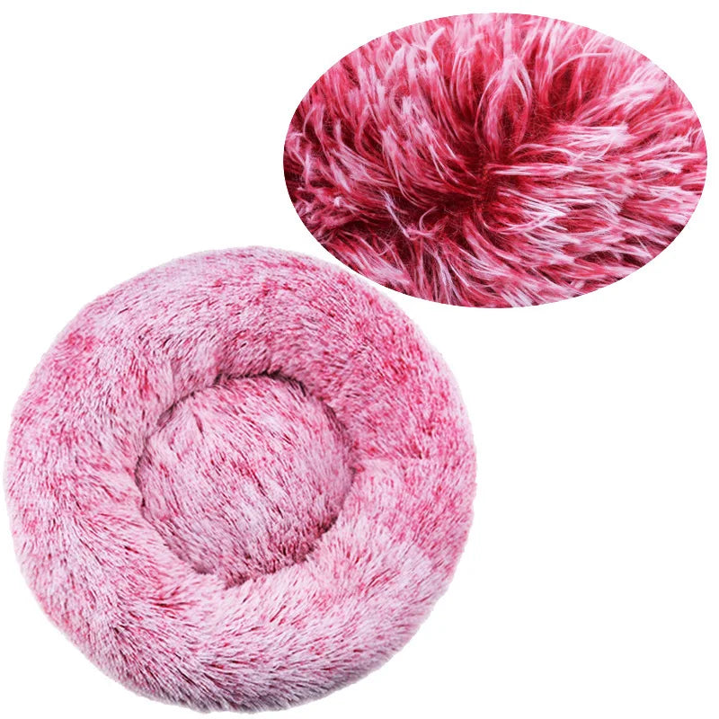 Plush Round Pet Bed – Warm Cozy Bed for Small & Medium Dogs and Cats