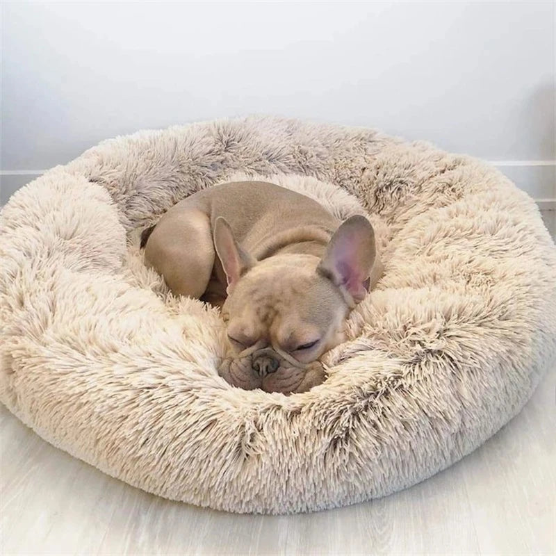 Plush Round Pet Bed – Warm Cozy Bed for Small & Medium Dogs and Cats