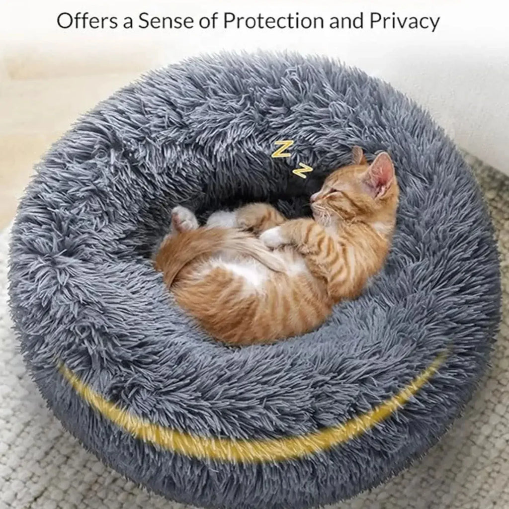 Plush Round Pet Bed – Warm Cozy Bed for Small & Medium Dogs and Cats