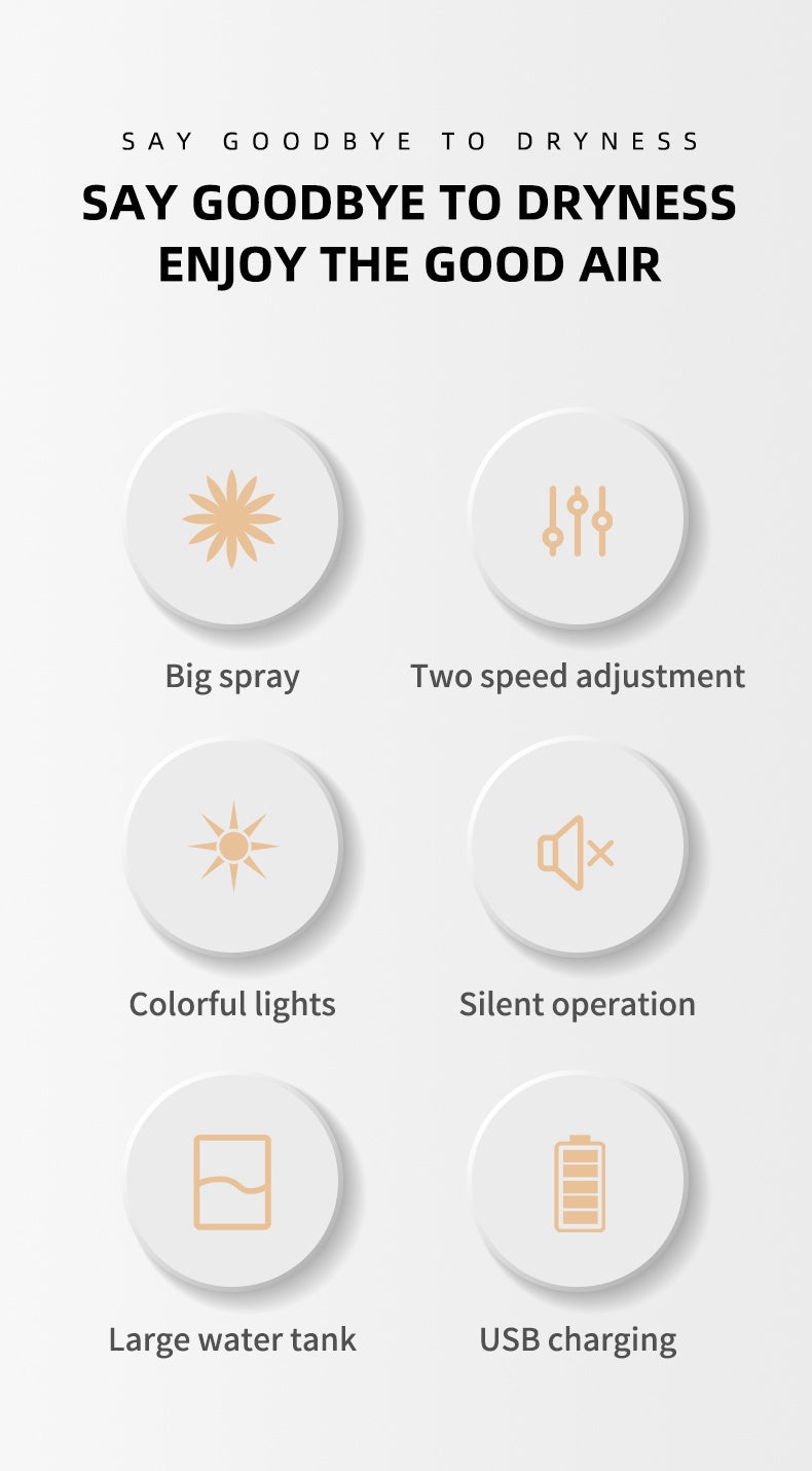 270ml USB Aroma Humidifier with LED Night Light & Auto Shut-Off